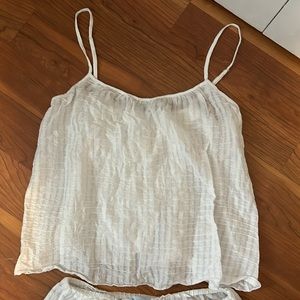 Eberjey White Flowy Cotton Pajama Spaghetti Strap Top